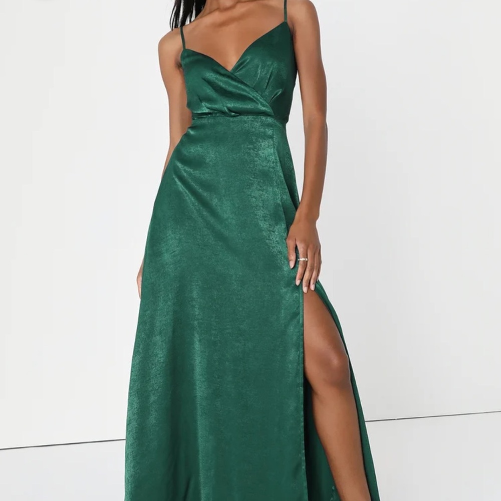Lulus Maxi Satin Green Dress